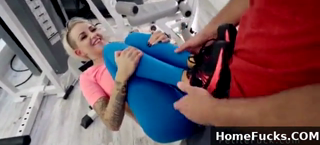 Blonde Spinner Banged In Home Gym.mp4